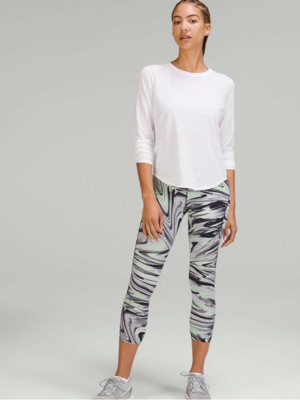 lululemon athletica Marble-Print Cropped Leggings in Black, Gray, Mint